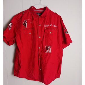 Drift & Burn Auto racer short sleeve button down  Men's Size 3XL